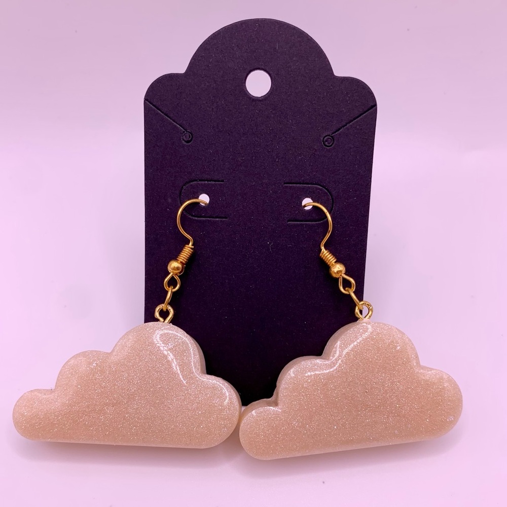 HANDMADE- CLOUD EARRINGS- WHITE/GOLD